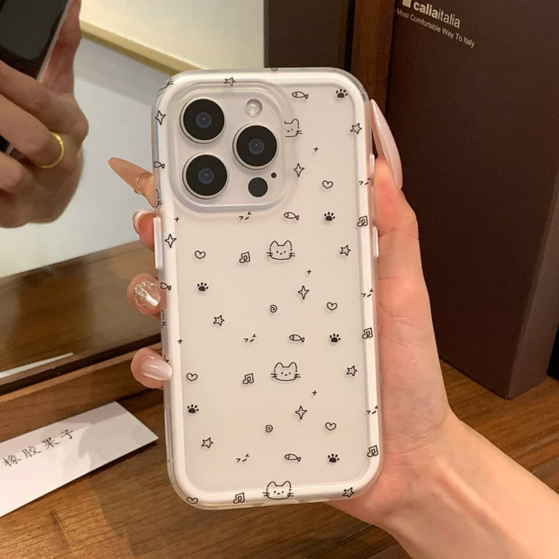 Rezin meyvələr, yaradıcı sadə eskiz musiqi notu pişik pəncəsi iPhone17promax mobil telefon üçün uyğundur Apple 16pro şaxtalı ikisi birdə 15 düşməyə qarşı hər şey daxil sərt qabıq/14/13 yeni plus