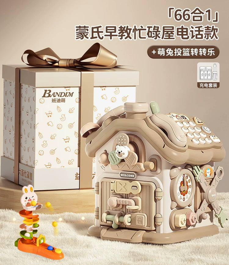 0-3 yaşlı uşaqlar üçün altıbucaqlı körpə oyuncağı, erkən uşaqlıq təhsili, Montessori səbəb-nəticə əlaqəsi, məşğul qutu, forma uyğun ev