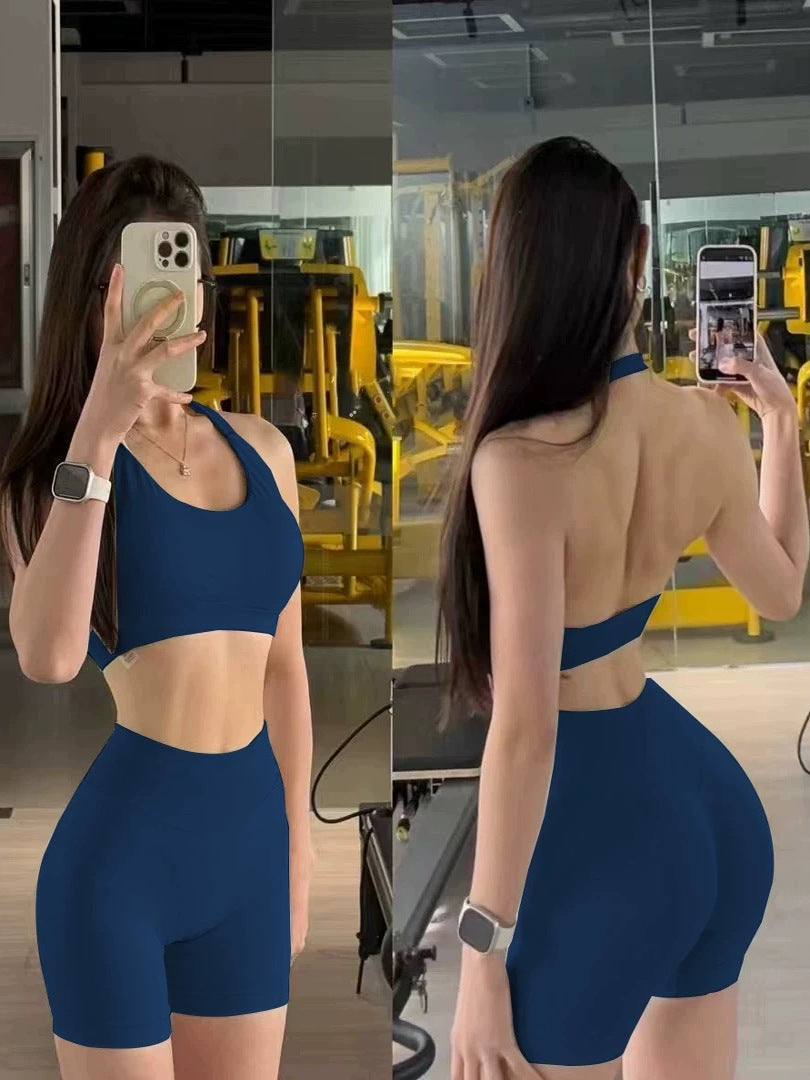 Halterneck gözəl arxa idman büstqalter fitness şaftalı butt lift Pilates push-up yoqa jilet idman bra