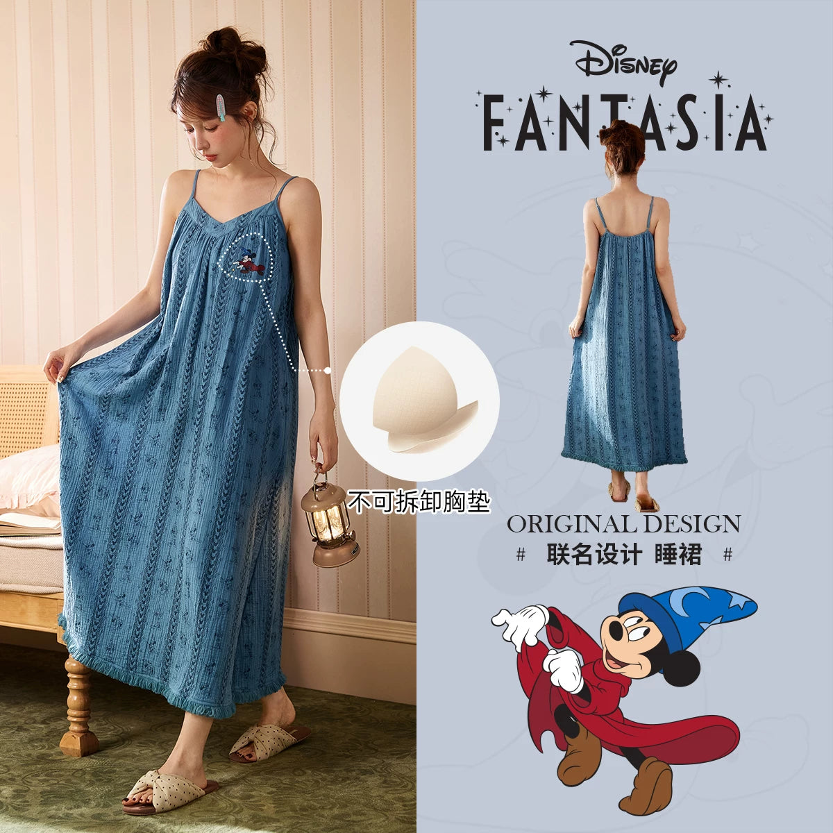 Gong Die [kənarda geyinmək olar] Disney Mickey Girl Köynək Gecəlik Saf Pambıq Cizgi Film Moda Qısaqol Ev Geyimi Yay