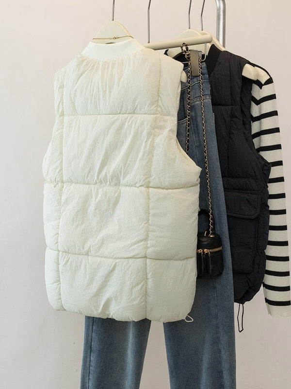 Böyük Ölçülü Koreya Üslubunda Qadınlar üçün Gündəlik Pambıq Jilet, 2026 Payız/Qış Yeni Gəlişi, Böyük Ölçülü Qadınlar üçün Populyar Boş Qolsuz Jilet