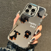 ins dachshund puppy apple 16 15plus apple 14 üçün uyğun Promax mobil telefon qutusu güzgüsü iPhone17 makiyaj güzgüsü xr/xs Huawei Pura70 yüksək səviyyəli p50 sadə Mate30