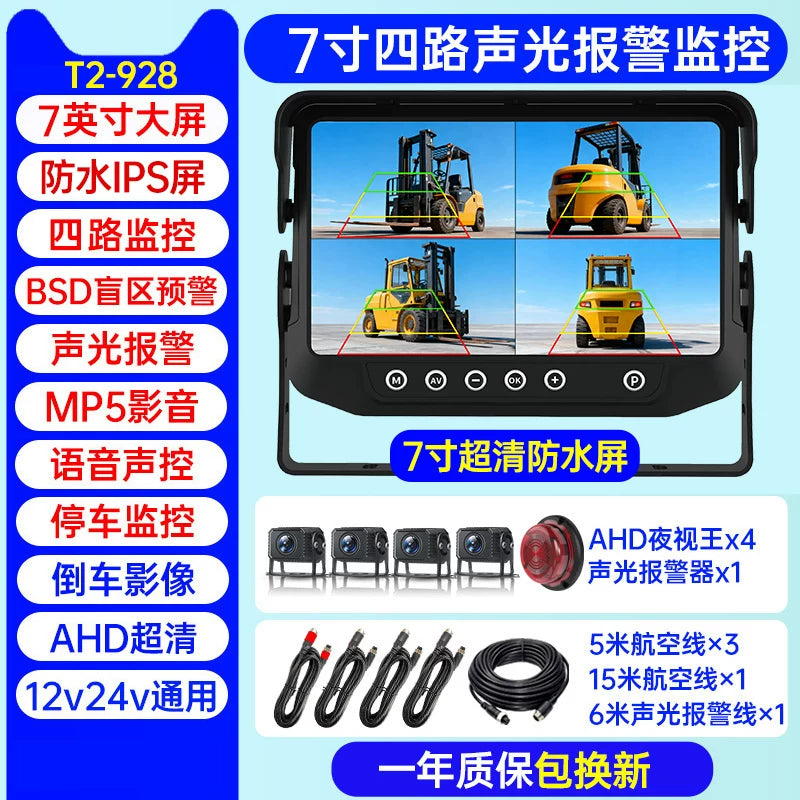 Səs və işıq siqnalizasiyaları, süni intellekt kor zona radar xəbərdarlıq sistemi, dörd kanallı monitorinq və geriyə çəkilmə kamerası ilə təchiz olunmuş yük maşını tablosuna.