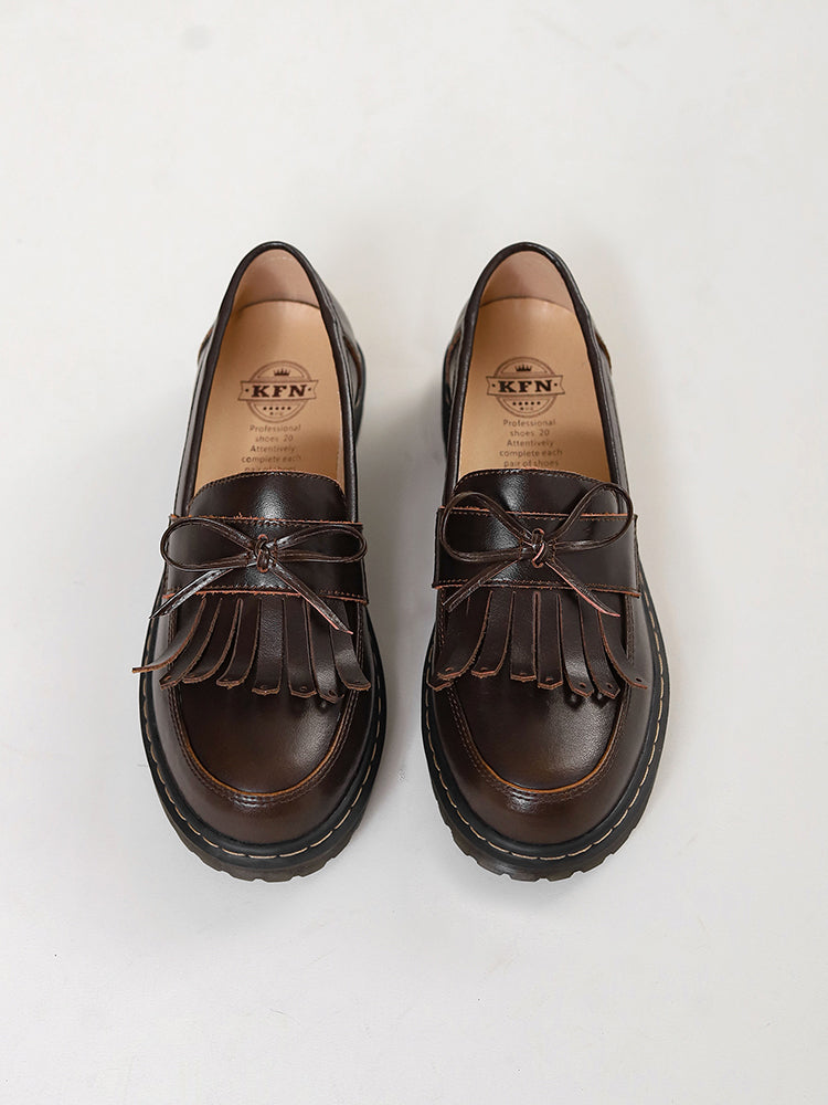 Retro püsküllü loferlər, qadın orijinal dəridən qalın dabanlı bantlı ayaqqabılar, 2022 yeni stil Britaniya stilində dəri ayaqqabılar, JK formalı ayaqqabılar