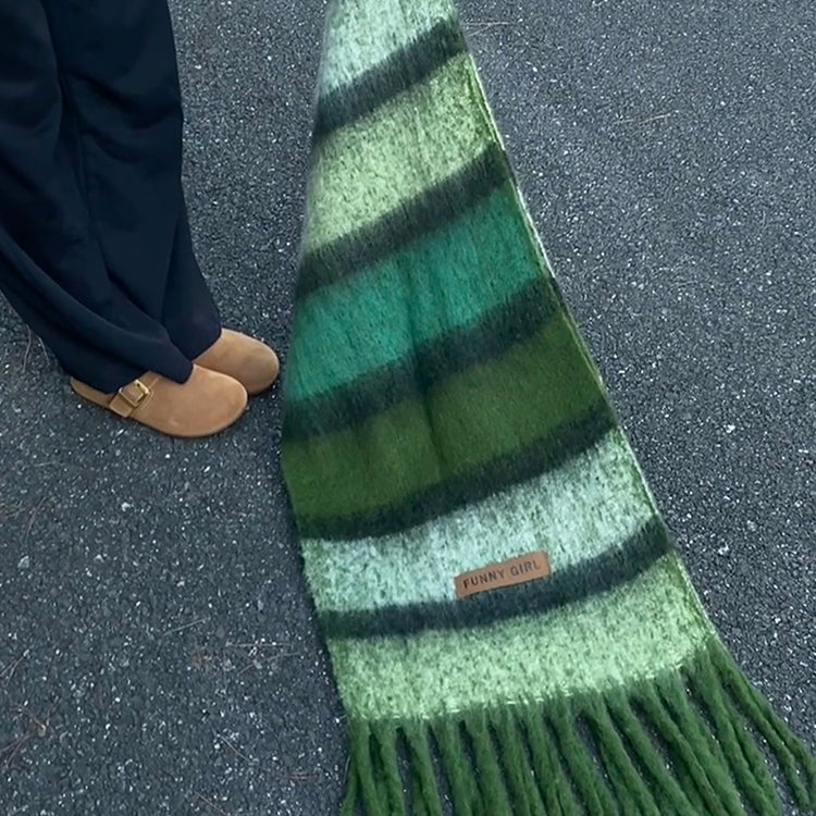 Yaşıl şarf, Koreya üslubunda, payız və qış fotoları üçün çoxfunksiyalı, yüksək səviyyəli hiss, qalın və isti boyun isidicisi, 2025-ci il üçün yeni model.