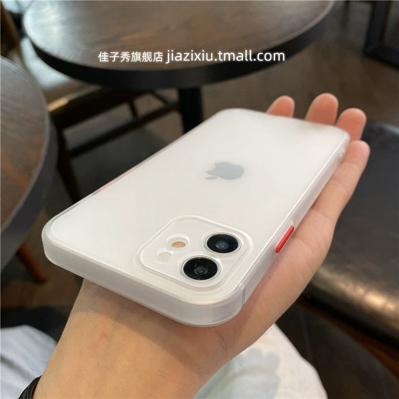 Apple 12 üçün uyğun sadə qara və ağ mobil telefon qutusu düz kənar iphone11 qoruyucu örtük 16promax cüt 15pro şəffaf 13 ziddiyyətli rəng 14 hər şey daxil olmaqla kənar XR mobil telefon qutusu 8plus
