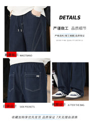 New Balance 2025 Autumn/Winter New Style Raw Color Jeans Men's Loose Straight Leg Wide Leg Casual Pants