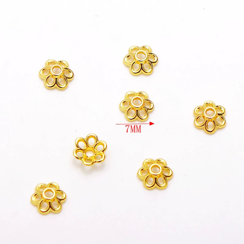 4/5/6/7/8MM çiçək qabının qapağı, muncuq boşluqları, zərgərlik aksesuarları, 18K mis örtüklü rəng qoruyan müxtəlif