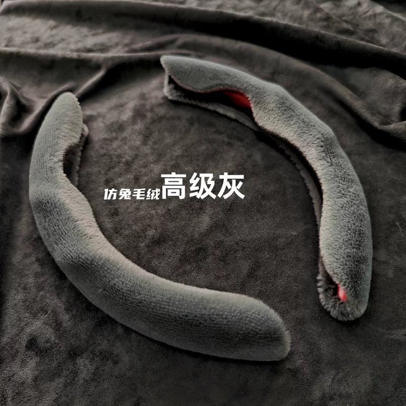 Winter car steering wheel cover, soft, high quality, non-slip, warm, mink fleece, short soft, semi-closed steering wheel cover