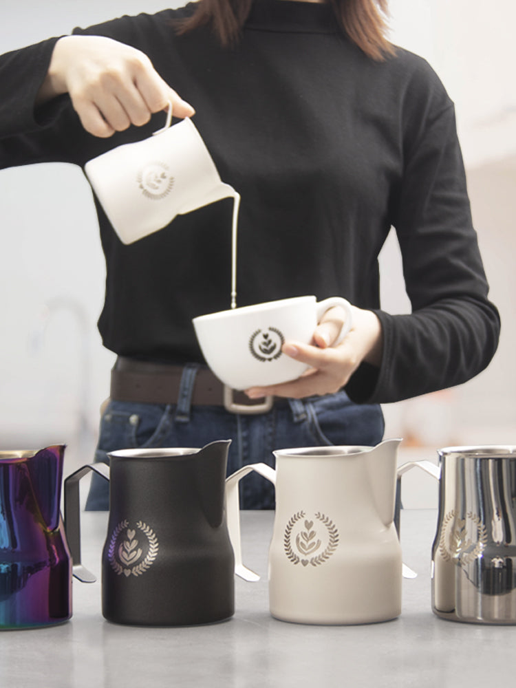 MUVNA Professional Qəhvə Böyük Qarın Süd Tankı Latte Art Tank 350/450ml Paslanmayan Polad Süd Köpüyü Latte Art Kuboku
