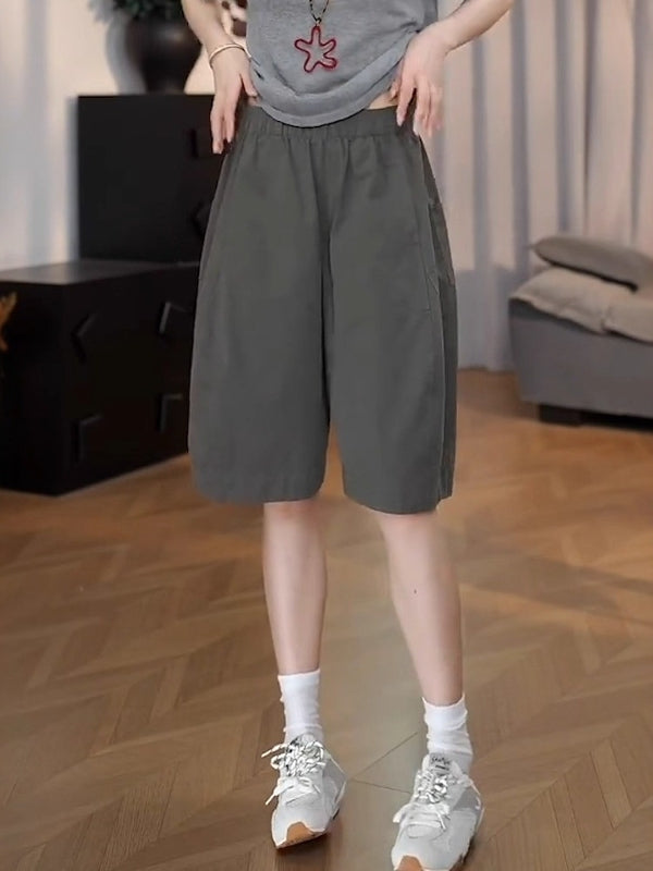 Qadınlar üçün nəfəs alan beş nöqtəli şort, yay üçün nazik və şık, böyük ölçüdə, çox yaraşıqlı, yüksək belli, arıqladıcı, geniş ayaqlı düz şalvar.