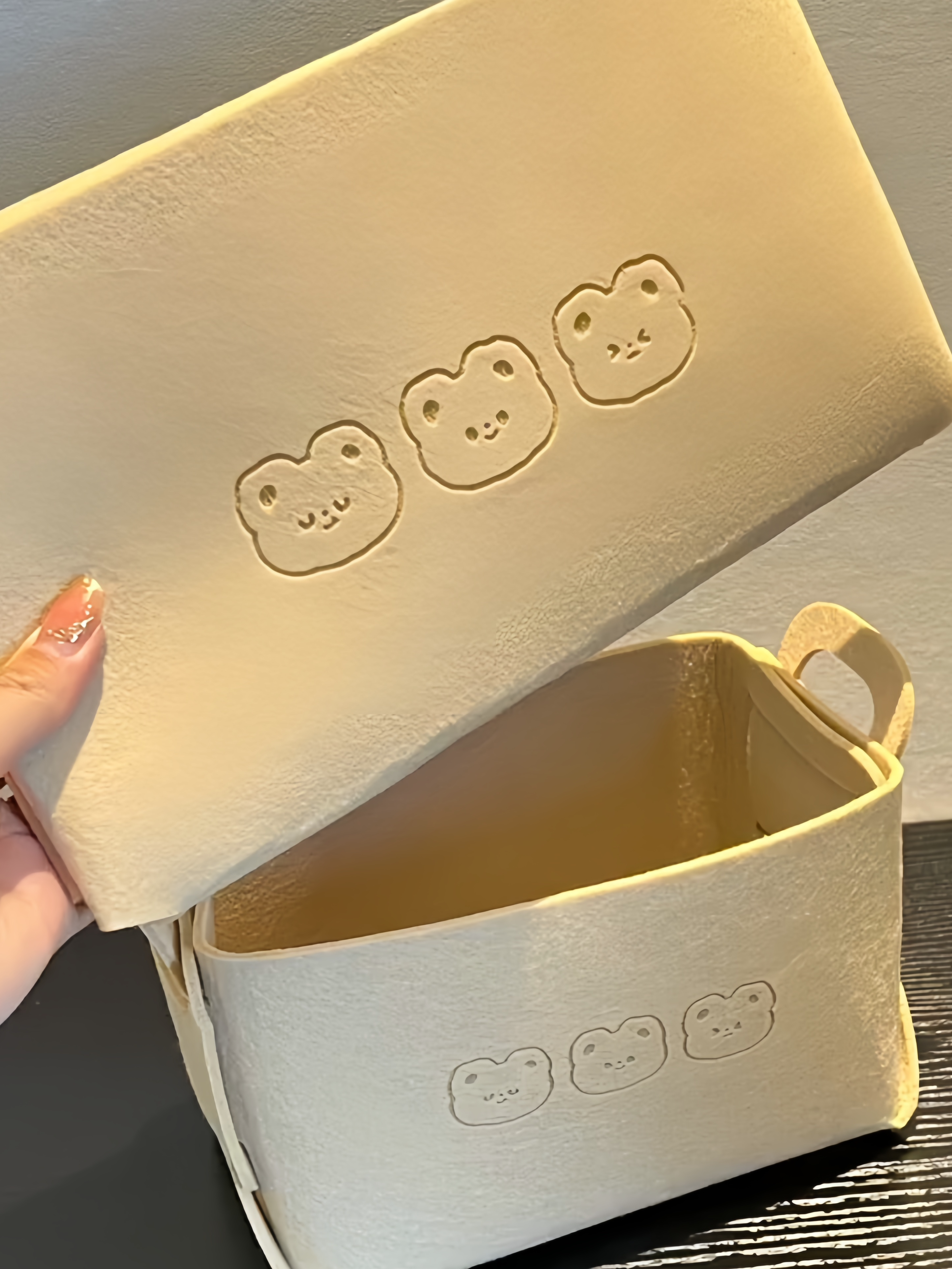 Müxtəlif əşyalar və qəlyanaltılar üçün cizgi filmi ayı parça çantası ilə birlikdə avtomobil baqajı qatlanan saxlama qutusu/səbəti