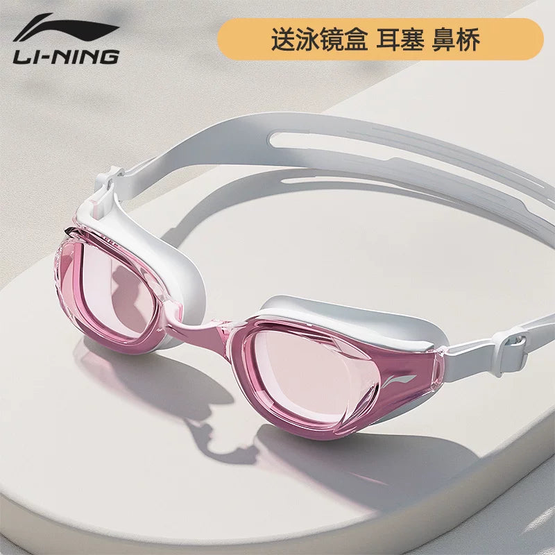 Qadınlar üçün Li Ning üzgüçülük eynəyi, suya davamlı, duman əleyhinə, yüksək dəqiqlikli, dəbli, kişi miyopi üzgüçülük eynəkləri, üzgüçülük papağı dəsti, peşəkar dalğıc avadanlığı