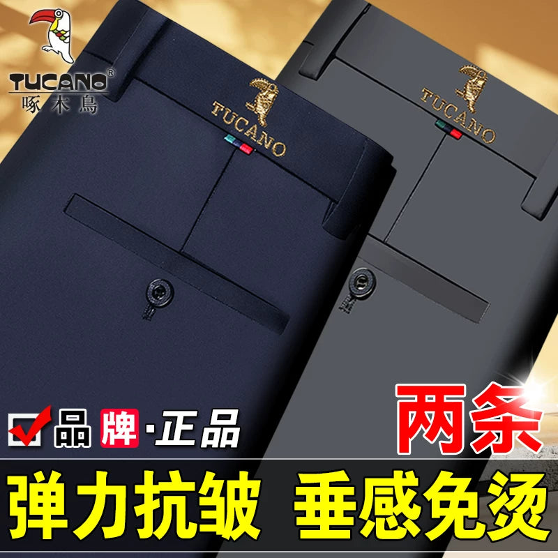 Woodpecker 2025 Yeni Kişi Gündəlik Şalvarı, Qış Yun Astarlı Qalın Şalvar, Düz Ayaqlı Boş Uzun Şalvar, Orta Yaşlılar üçün Don Şalvarı