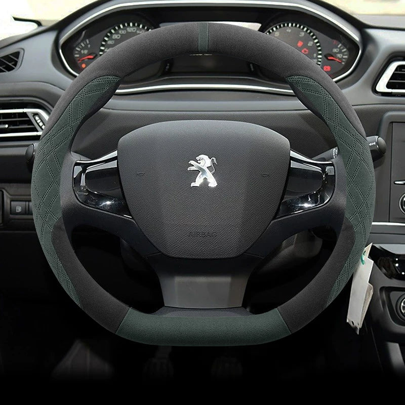 Peugeot 308 Sükan Çarxı Qış Xüsusi Zamşa Flis Stil 16-2019 Sürüşməyə Qarşı Tər Uducu Avtomobil Sükan Çarxı İsti