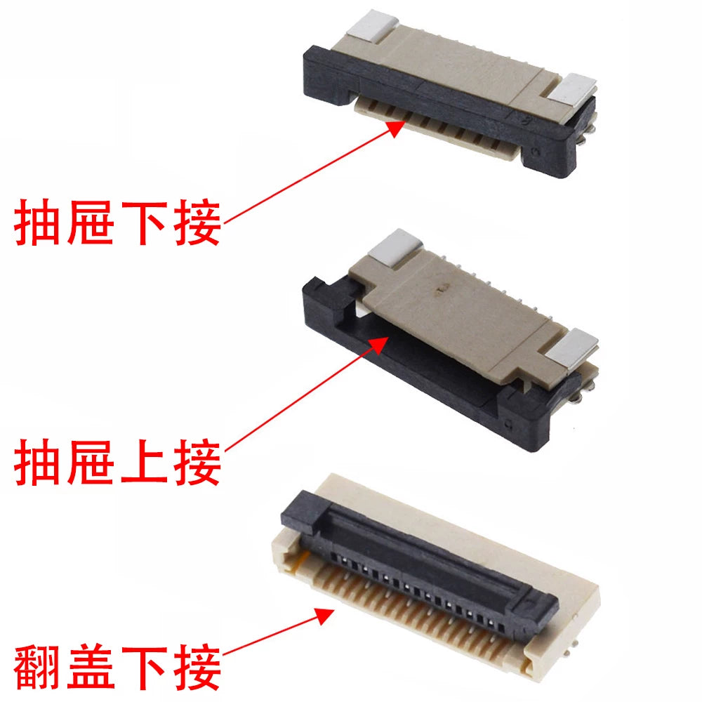 FPC/FFC çevik kabel yuvası 0.5MM/1.0MM meydança, çekmecenin alt bağlantısı, çekmecenin yuxarı bağlantısı, çevirmə qapağının alt bağlantısı - 2