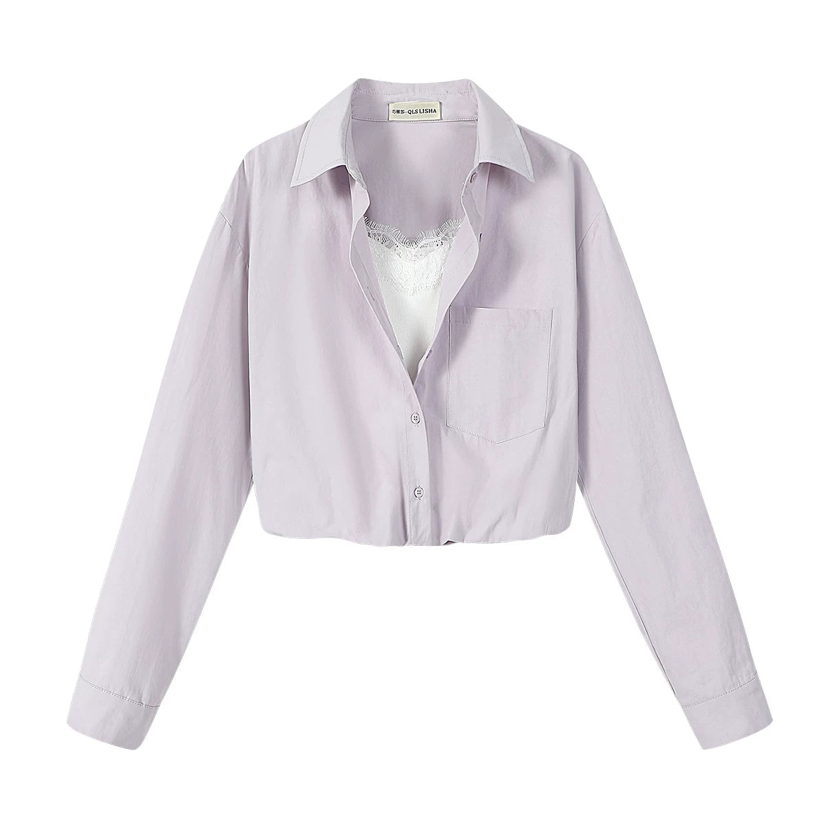 Qiao Lisa-nın qadınlar üçün super şirin, unikal və gözəl süni iki hissəli uzunqol köynəyi, yaz dizaynı, niş və incə top.