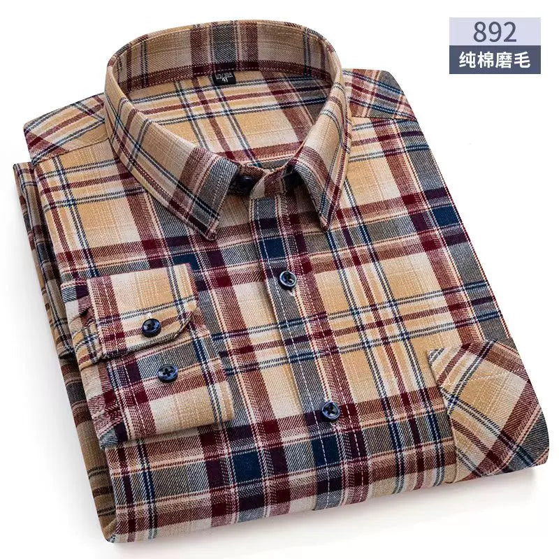 Paul 100% Pambıq Kişilər üçün Fırçalanmış Uzunqol Köynək, Gənc və Orta Yaşlı Kişilər üçün Gündəlik Pambıq Dama-dama Köynək, Böyük Ölçülü Kişi Geyimləri