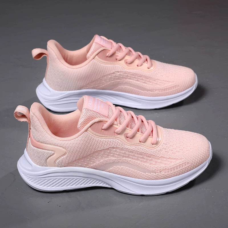 İkiqat Ulduzlu Qadın İdman Ayaqqabıları - Nəfəs alan torlu və sürüşməyən gündəlik ayaqqabılarla təchiz olunmuş yüngül yumşaq dabanlı qaçış ayaqqabıları