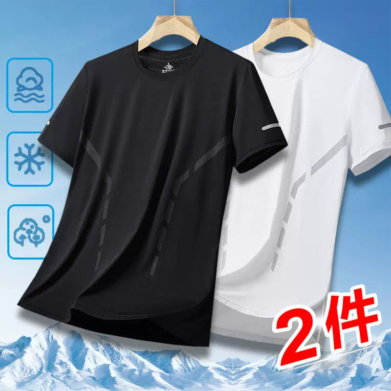 Clearance pick-up Modal yay köynəyi kişilər üçün qısaqol yuvarlaq boyunlu buz ipəkdən tez quruyan sərin yarımqol köynək