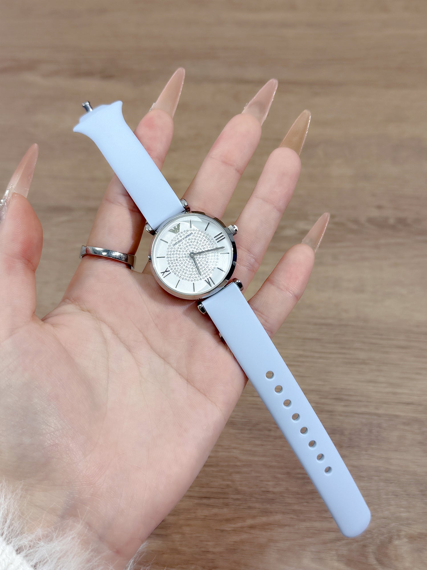 Princess Danling's Armani saat qayışı, qadın ulduzlu tərs silikon qolbaq AR11344 Ferris çarxı