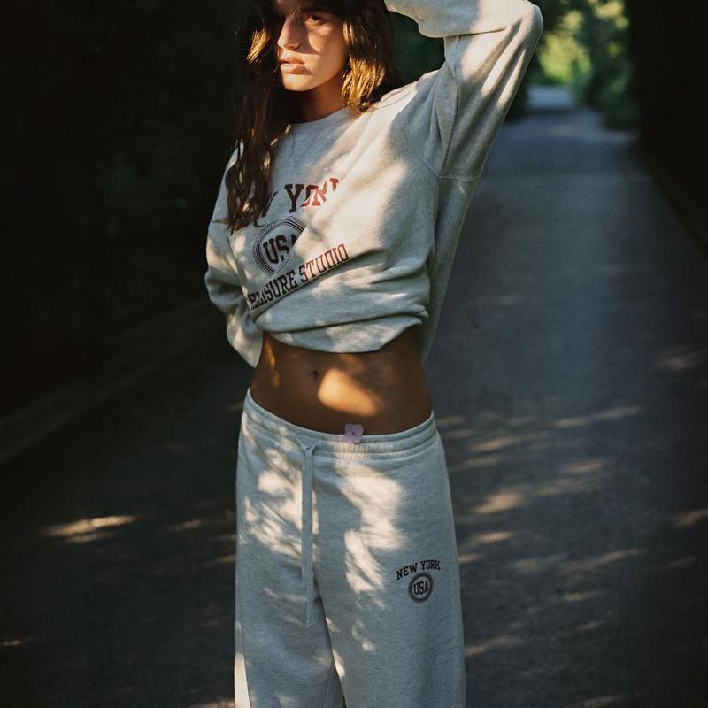 ZA Qadınlar üçün 2024 Payız Hərf Naxışlı Sviter 0264852, Orta Bel Dartılan Yun Sviter Şalvarı 0264860