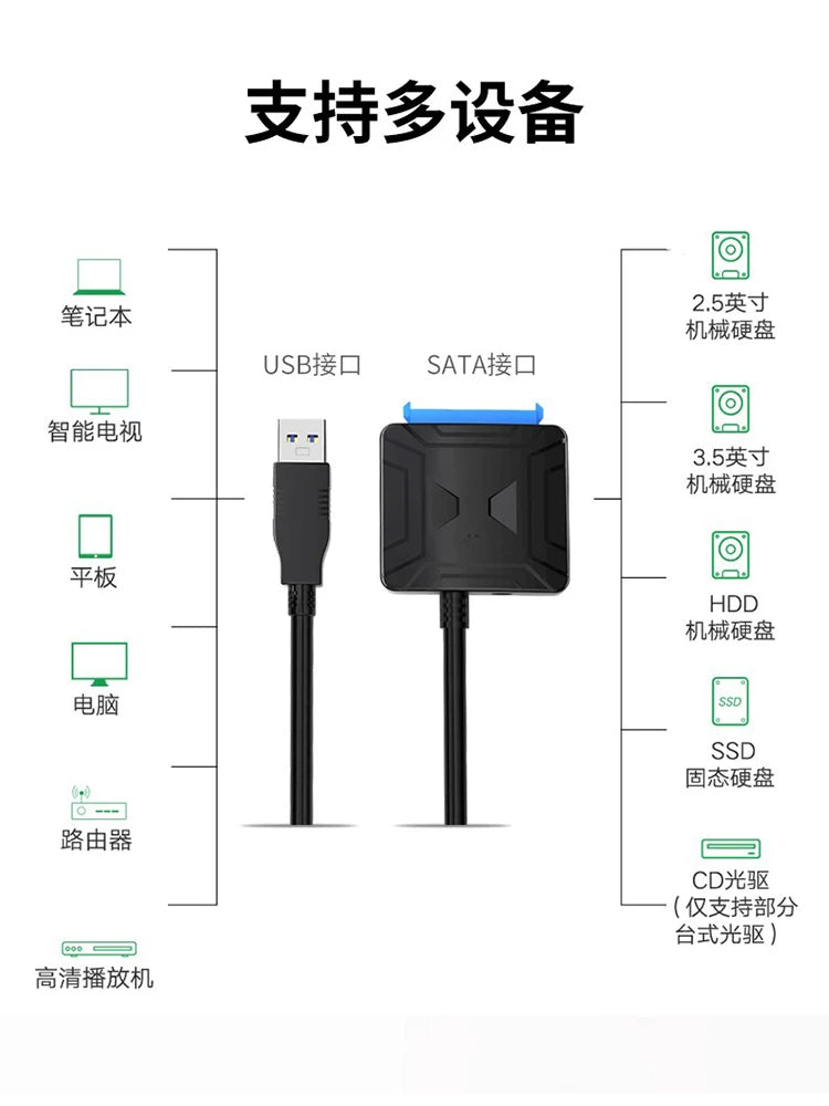 2,5 düymlük asan idarəedici kabel sata-dan usb3.0 mexaniki SSD sabit diskinə universal adapter kabeli xarici oxuyucuya çevrilmə