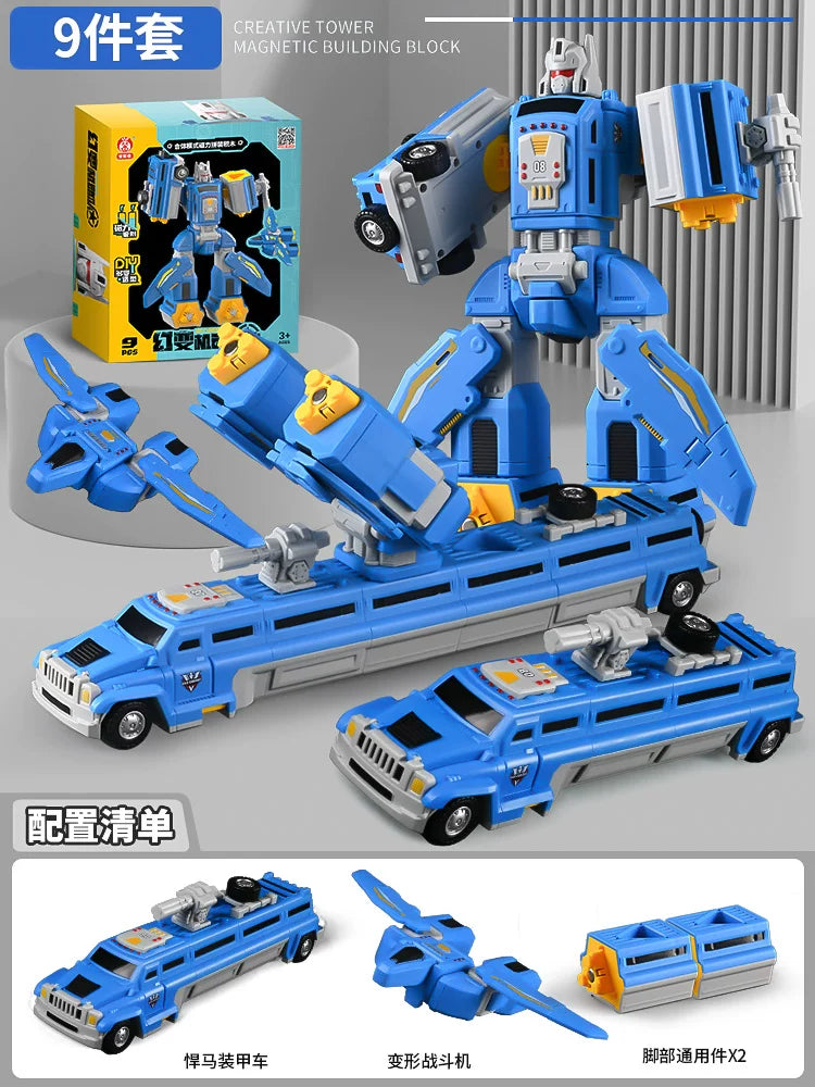 Maqnit tikinti blokları, uşaq oyuncaqları, təhsil, transformasiya, montaj, mühəndislik vasitəsi, robot, 6 yaşlı uşaqlar üçün Milad hədiyyəsi.