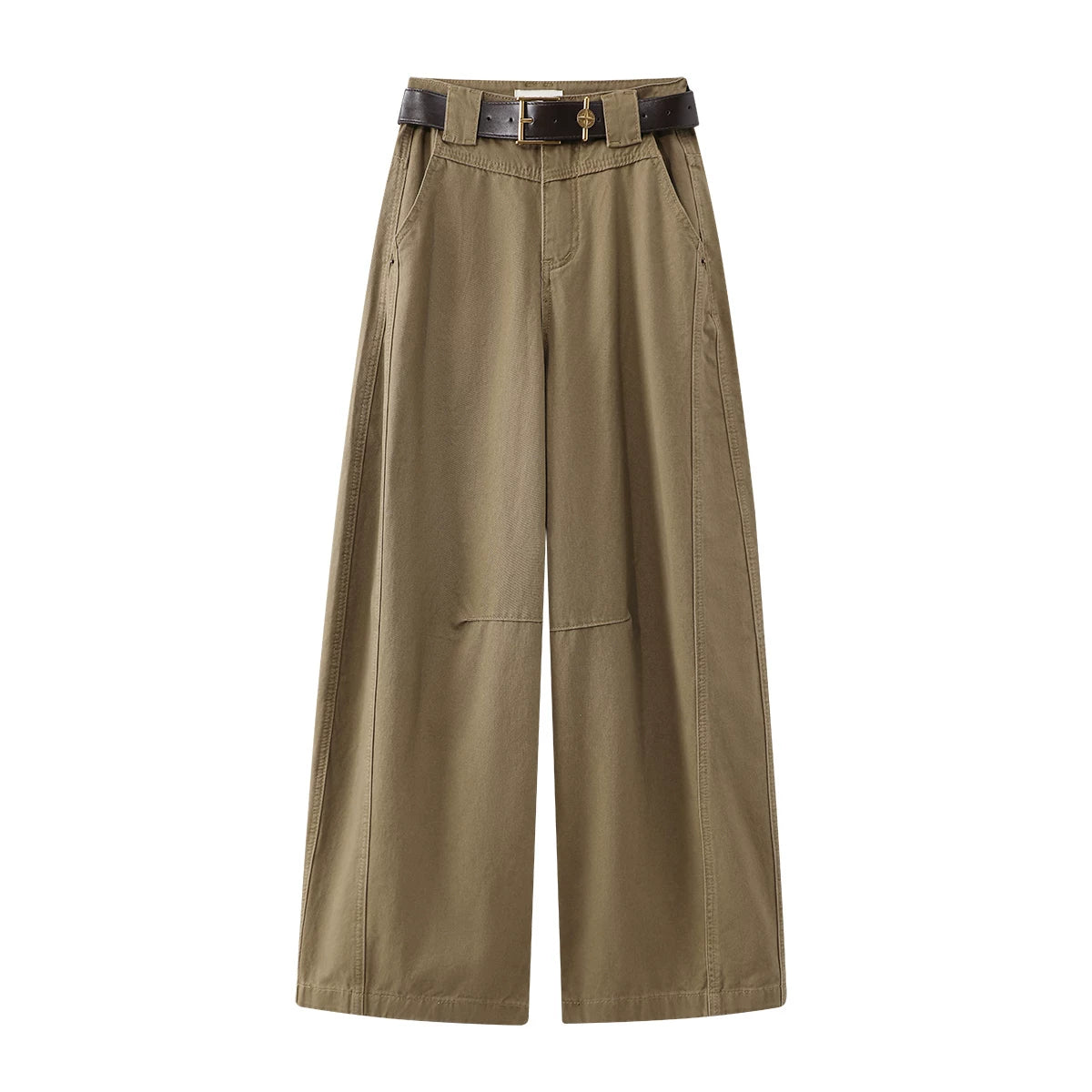 Erkən yaz üçün Cholisa yüksək belli çoxfunksiyalı seksual yük şalvarları, qadınlar üçün boş gündəlik düz ayaqlı enli cins şalvar