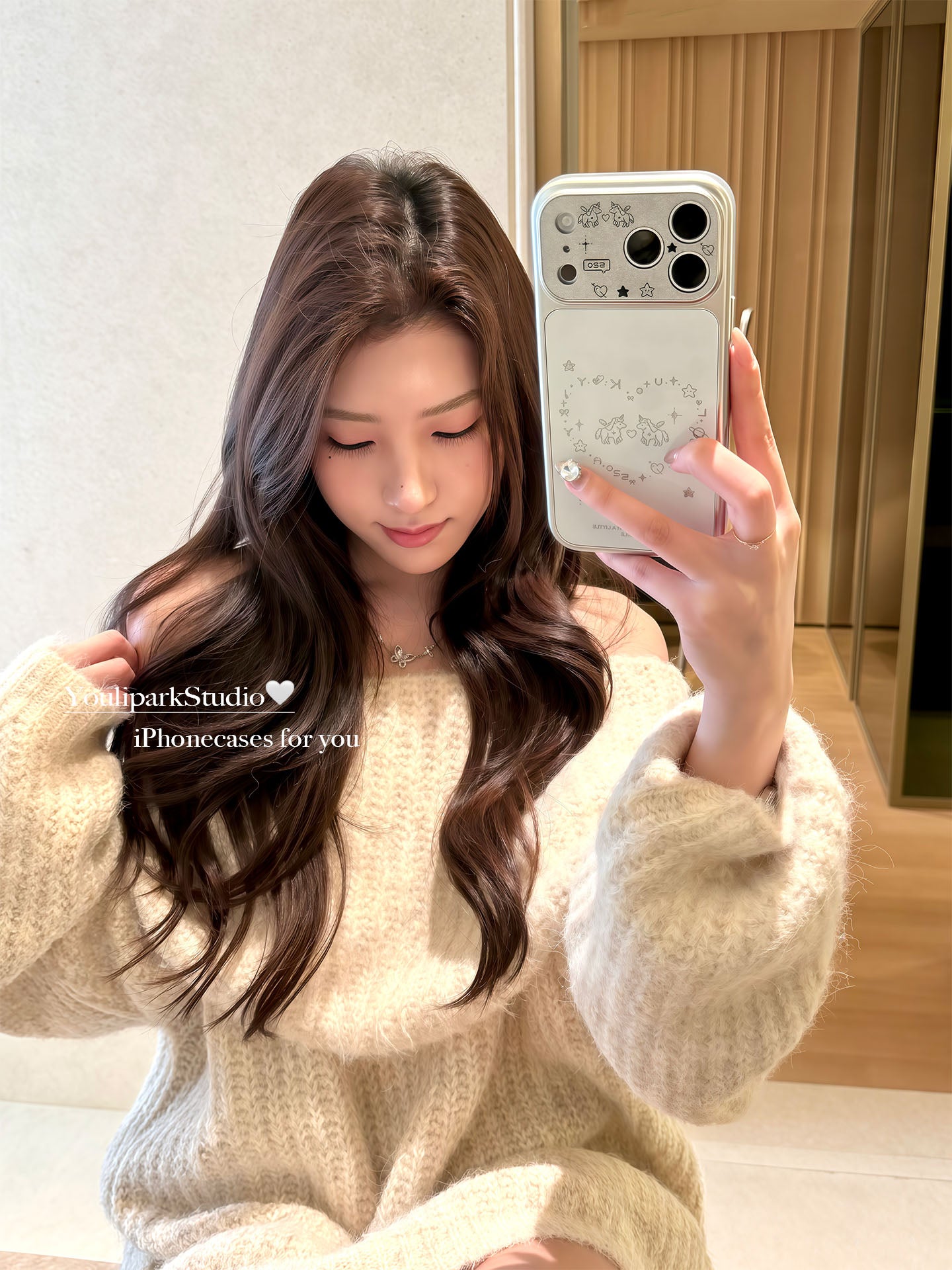 Yuri Park ins sevimli parıldayan sevgi xətləri graffiti mələk pony 17 17pro Apple 17ProMax mobil telefon qutusu iPhone16 hər şey daxil 14 yeni 16Promax qoruyucu örtük