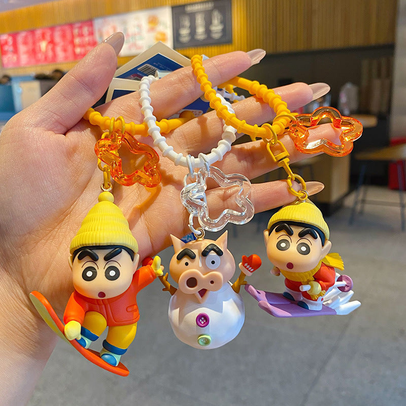 Uşaqlar və tələbələr üçün orijinal Crayon Shin-chan anime stilində cizgi filmi avtomobil açar zənciri/çantası - yaradıcı bir hədiyyə.