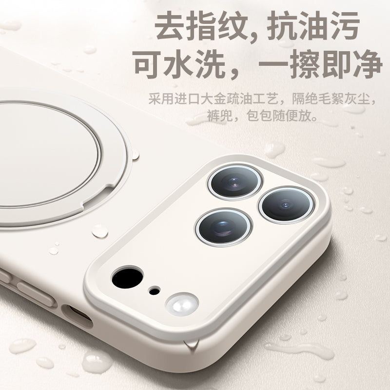 【360° Fırlanan Stend】Apple iPhone 17 Pro Max və iPhone 16 Pro üçün uyğundur, maye silikon korpuslu, yeni stil, sadə, bütöv rəng, cüt stil, yumşaq və hamar, düşməyə davamlı qoruyucu korpus.