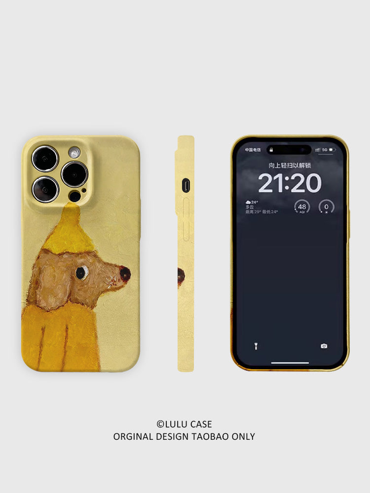 iPhone17Promax üçün uyğundur kiçik sarı papaq axmaq it 16pro cib telefonu qutusu 12mini maqnit hava ilə boyama 13 niş 15plus yumşaq qabıq 11 yüksək səviyyəli 14 sevimli alma 14pro
