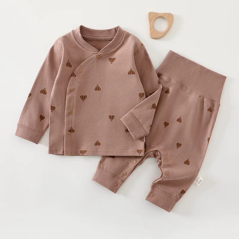 Körpə və yeniyetmələr üçün erkən payız geyimləri, oğlan və qızlar üçün A sinif təmiz pambıqdan yüksək belli pijamalar dəsti