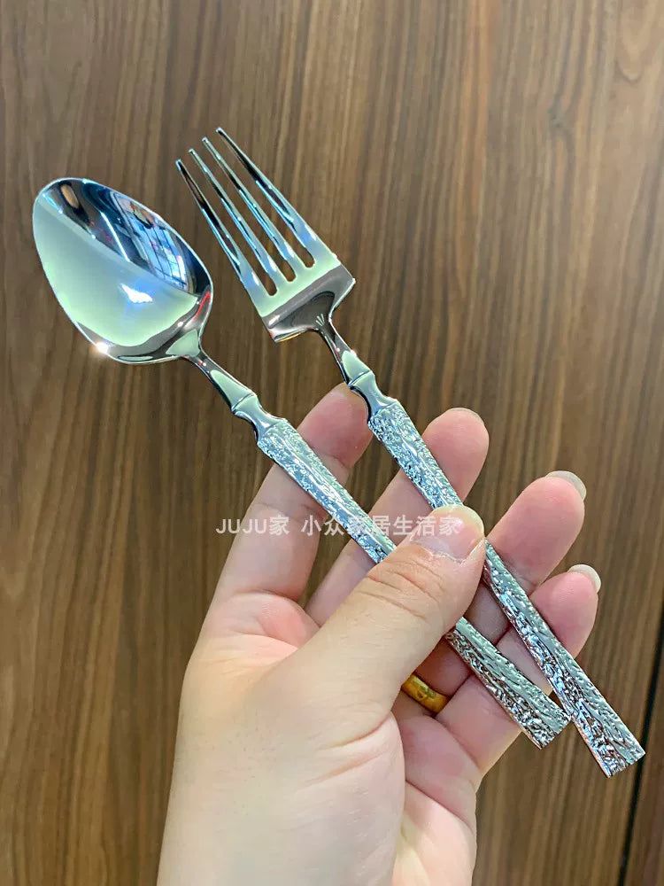 Yüngül lüks! Böyük bazarlıq! 304 paslanmayan poladdan hazırlanmış qaşıq və çəngəl məişət uzun saplı yemək qaşığı restoranın əsas masa qaşıq və çəngəl