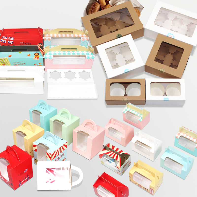 Tək 1/2/3/4/6/12 ədəd portativ pəncərə cupcake qutusu mus kəpək puding şüşəsi yumurta tart qablaşdırma qutusu