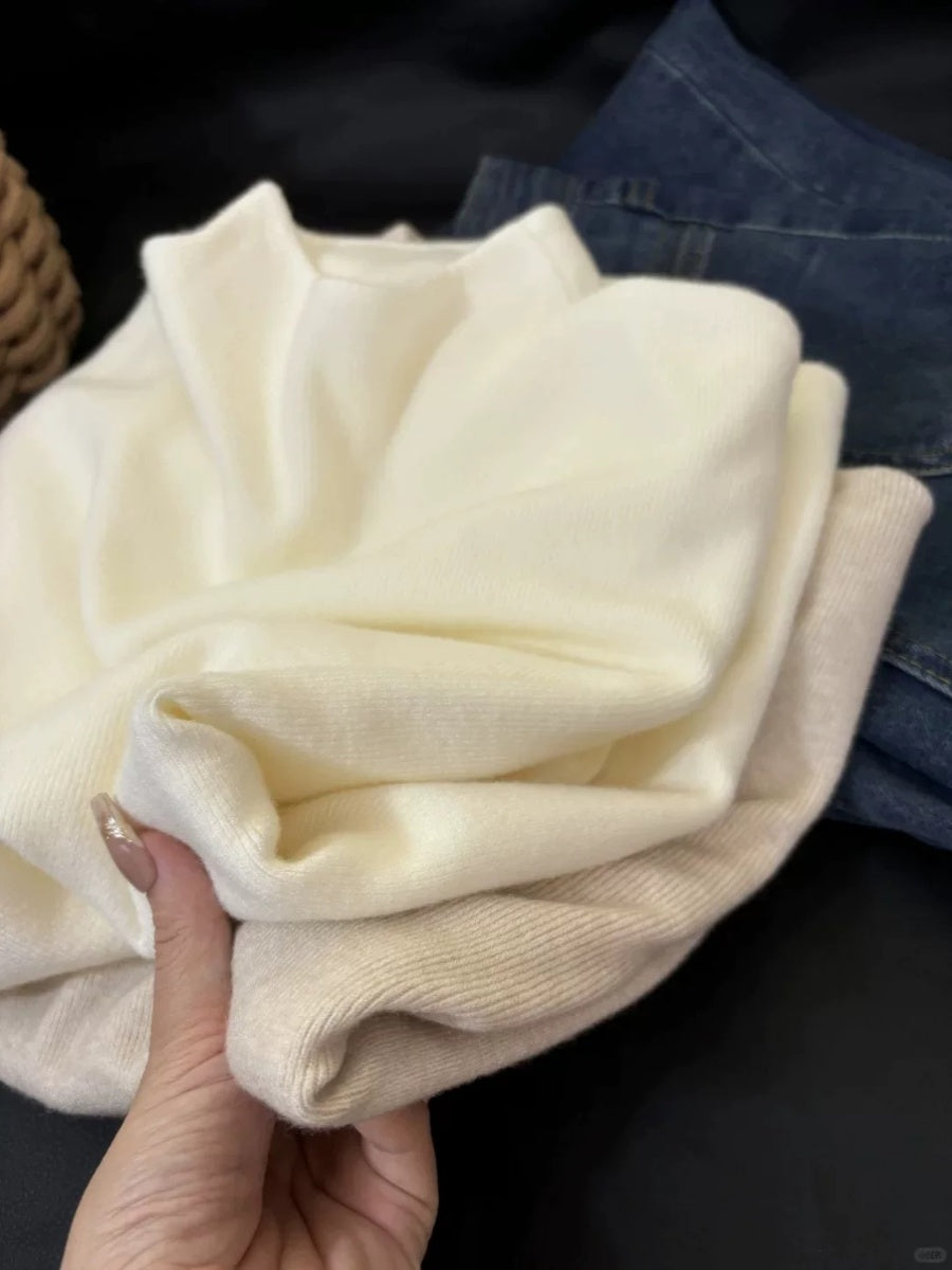 2025-ci ilin payız ayı üçün yumşaq və rahat yaxalıqlı sviter, sadə və dəbli, hündür yaxalı toxunma alt qat, qış topu