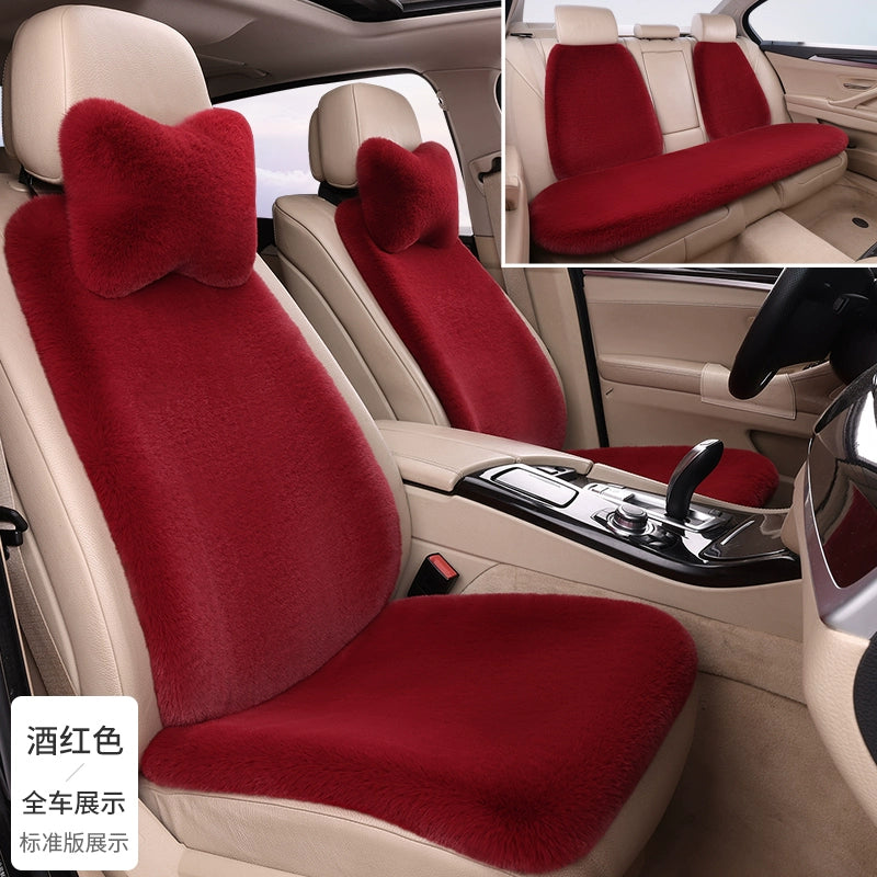 Avtomobil Oturacaq Yastığı Qış Doldurulmuş İstilik Texniki Qalınlaşmış Tək Oturacaq Arxa Sıra Sürüşməyən Tək Parça Üç Parçalı Dəst Neytral Yün Yastıq Dovşan Xəzi İmitasiya