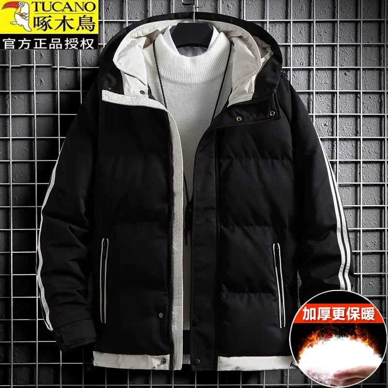 Woodpecker Kişilər üçün Aşağı Gödəkçə, Qış Şort Modeli, 2025 Yeni Gündəlik Pambıq Yastıqlı Gödəkçə, Başlıqlı, Çoxfunksiyalı, Qalın Pambıq Yastıqlı Palto, Dəbli