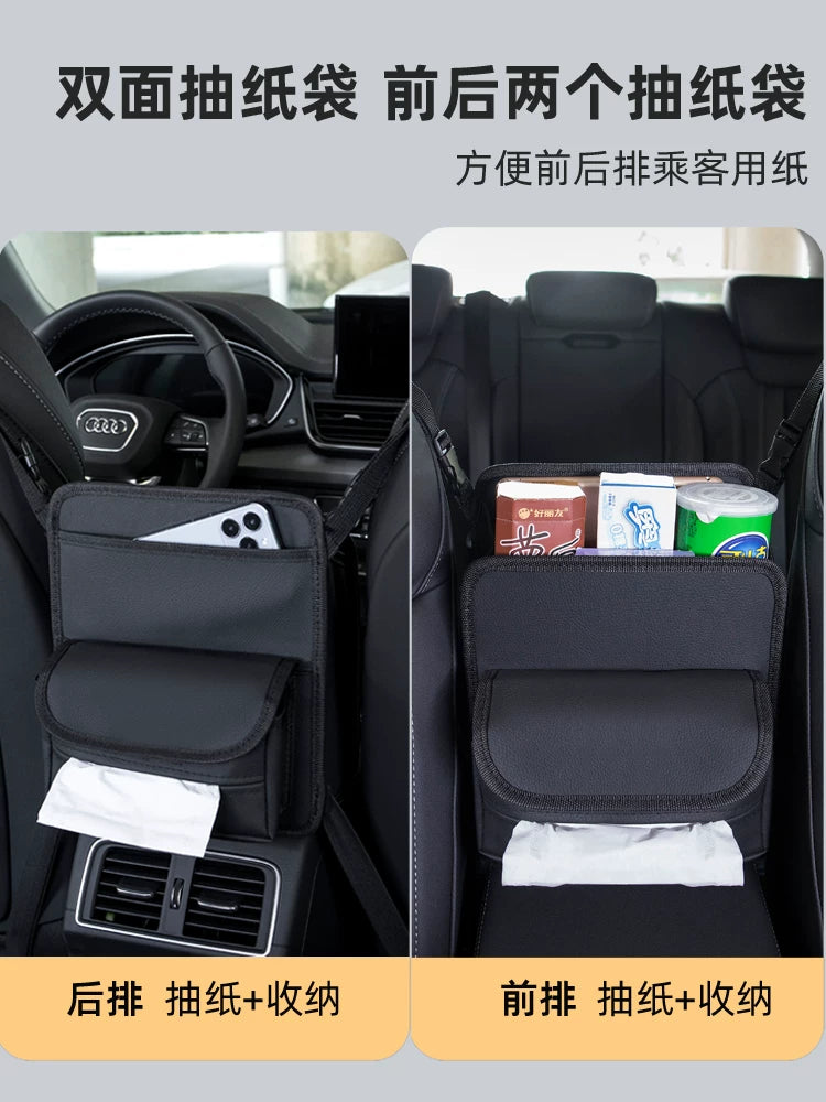 Asma çanta, mərkəzi konsol boşluğu, çanta tutacağı və ön oturacaq torlu cib ilə birlikdə avtomobil qoltuqaltı saxlama qutusu.