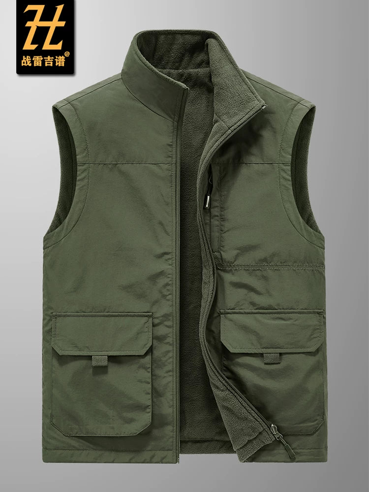 Çoxlu cibli, yun astarlı, böyük ölçülü, payız/qış üslubunda, geri çəkilə bilən kişi idman və açıq hava jileti