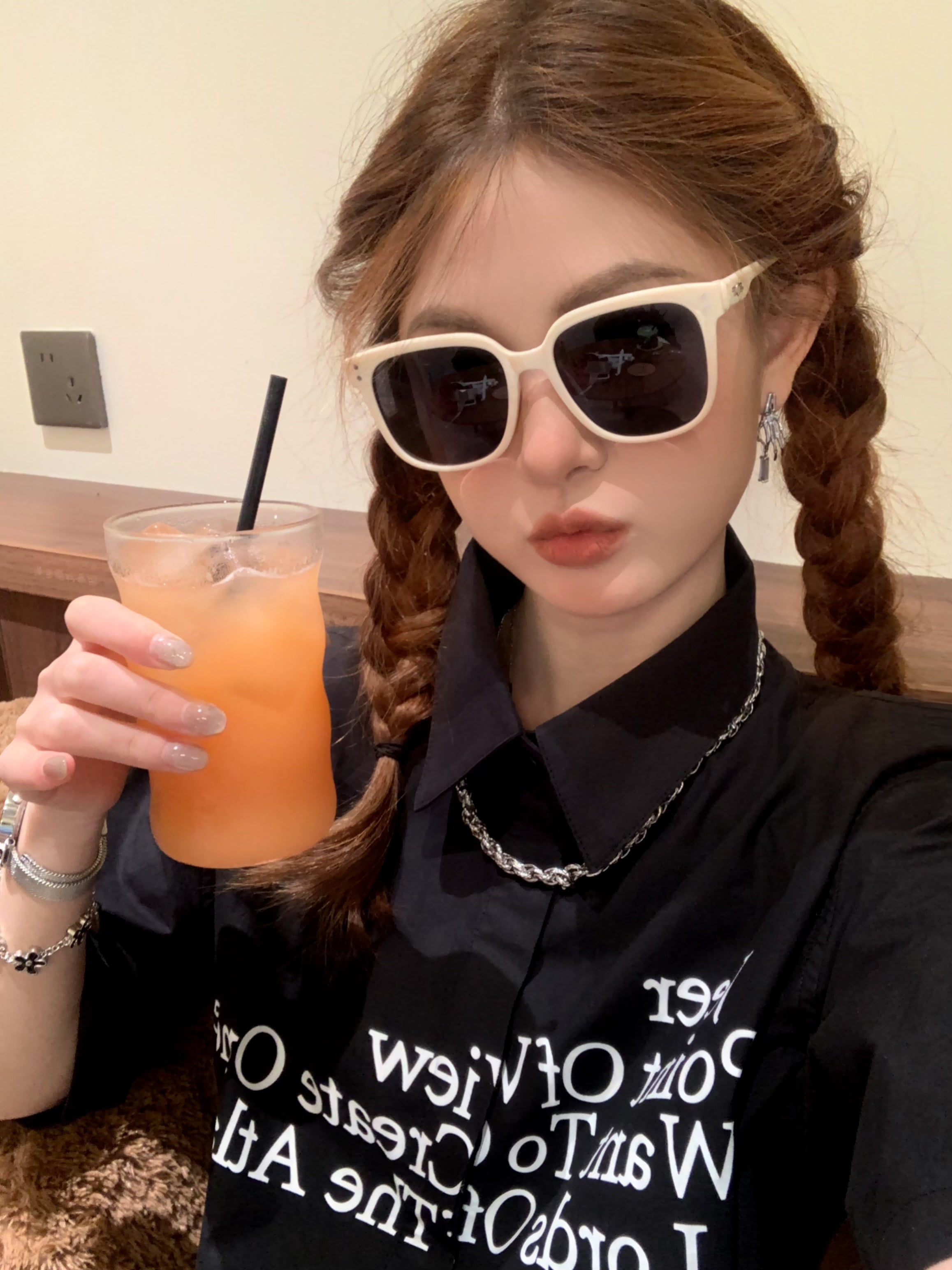 CDLM Chen Da Liu Mang pəri yubka CP! Böyük üzlər, arıqlamaq və UV-dən qorunmaq üçün sadə və çox yönlü şirin kartof üslublu gün eynəkləri