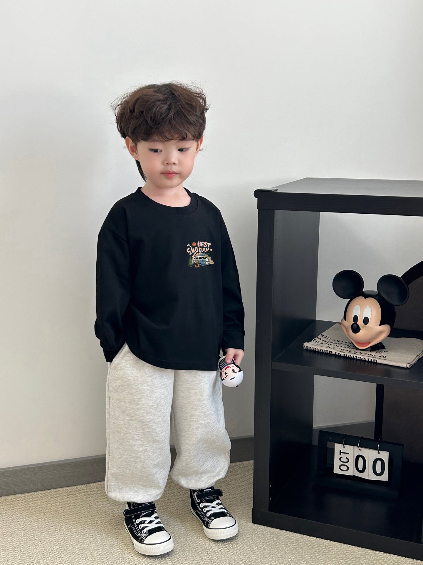 LINSANSUI Orijinal Uşaq Geyimləri Dəbli Oğlanlar üçün Çoxfunksiyalı Koreya Üslubunda Uzunqol Futbolka, Yaz və Payız Uşaq üçün Təmiz Pambıq Boş Top