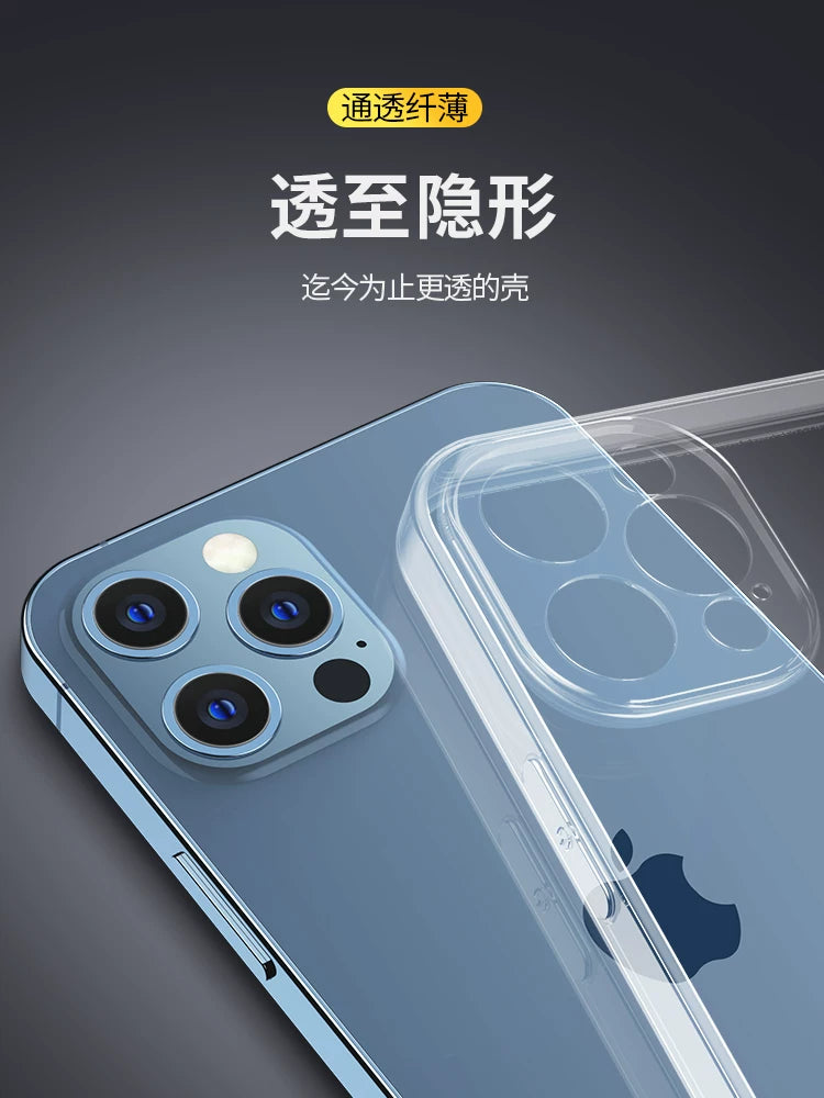 Apple 13 mobil telefonu üçün uyğundur iPhone13ProMax şəffaf düşməyə qarşı Pro yeni 14 ultra nazik Max qoruyucu qutu 14plus silikon pm lens i hər şey daxil Mini On üç ip yumşaq qabıqlı por kişi
