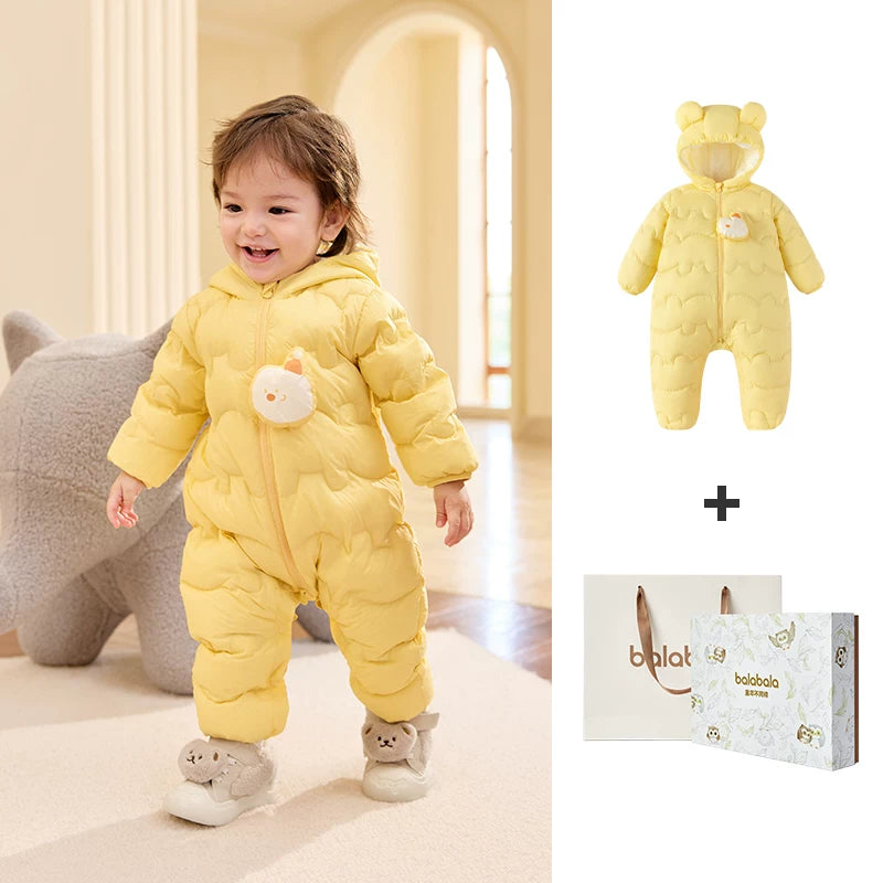 Balabala uşaq yüngül aşağı gödəkçəsi, oğlan və qızlar üçün körpə bodi, 2025 yeni model, körpələr üçün şirin qış geyimləri.