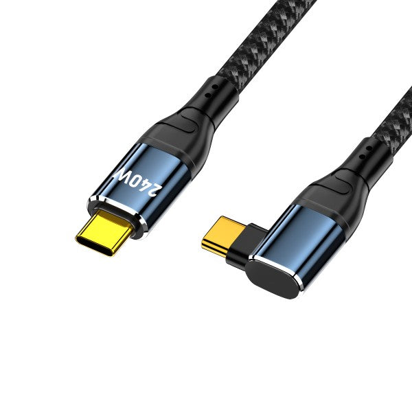 240W məlumat kabeli Type-C ikiqat kişi PD şarj kabeli şaquli orta əyilmə sağ bucaq cib telefonu kompüter notebook ötürücü