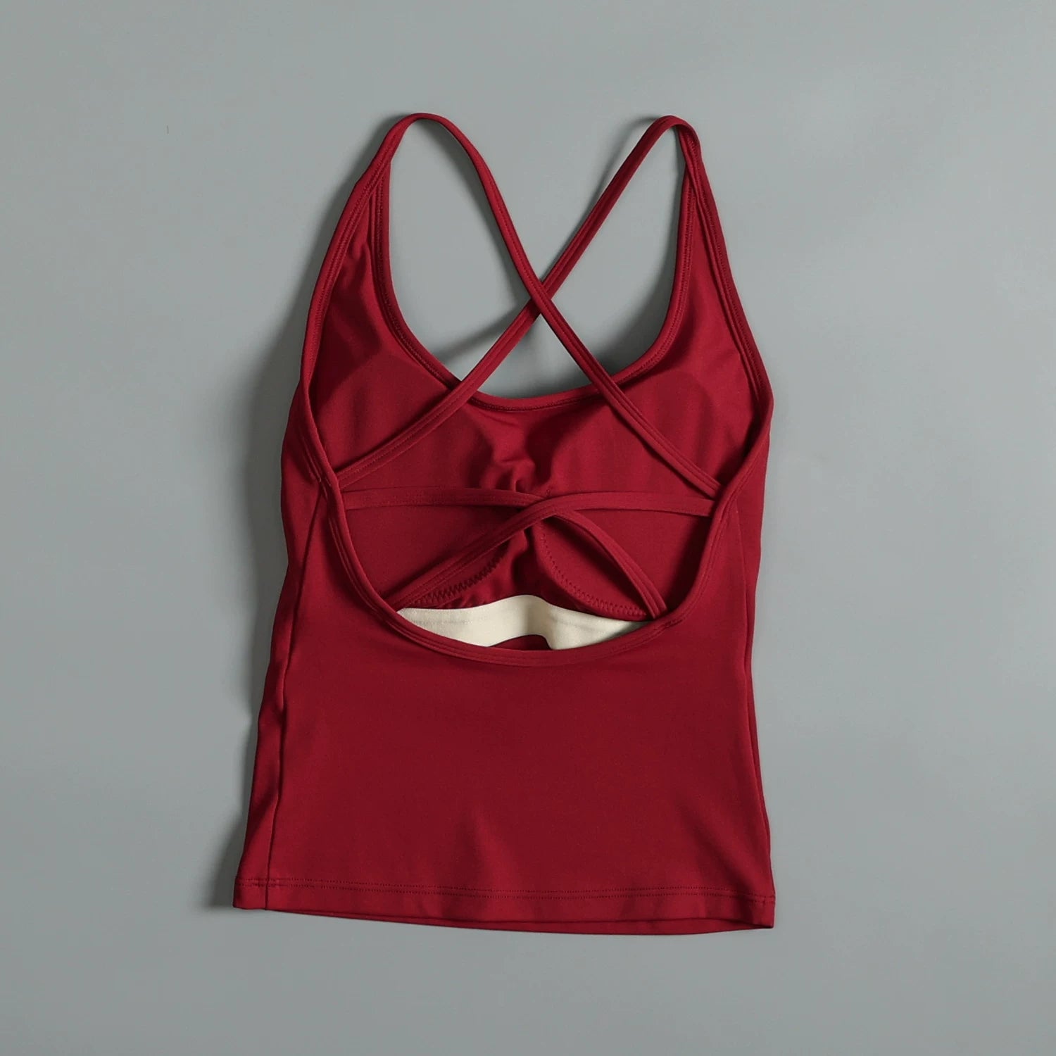 Qadınlar üçün sinə yastıqları ilə yay üçün seksi gözəl arxa idman jileti zərbəyə davamlı fitnes alt paltarı xarici geyim asma Pilates yoga üstü
