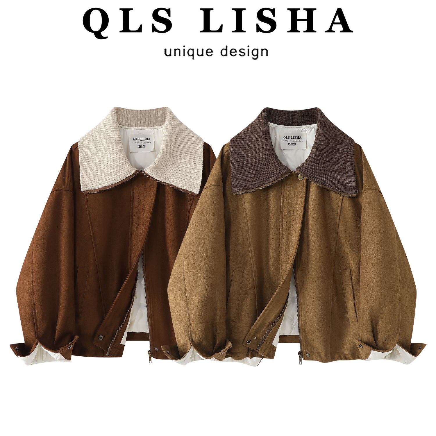 Cholisa Koreya üslubunda qadınlar üçün retro zamşa aşağı gödəkçə, şık payız və qış, Maillard isti motosiklet paltosu.