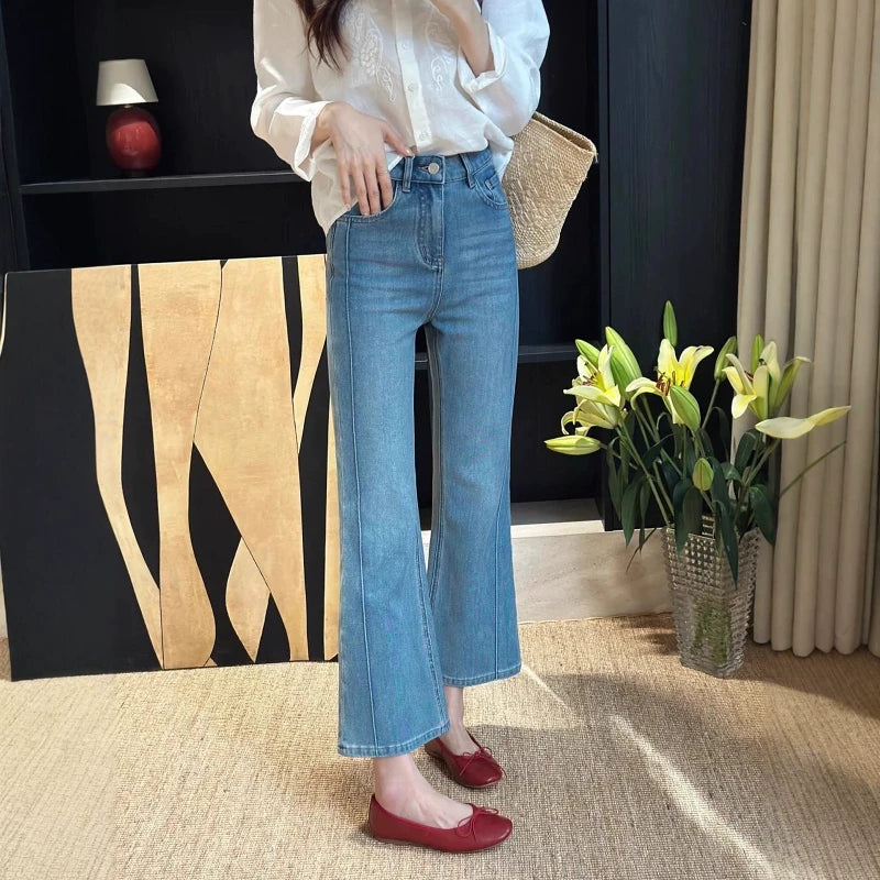 Qadınlar üçün böyük ölçülü retro qısaldılmış şalvar, yeni yaz stili, arıqladan və armud formalı bədən quruluşu üçün yaraşıqlıdır.