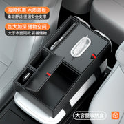 Premium-looking multi-functional car armrest storage box, car tissue box, double cup holder and center storage box.